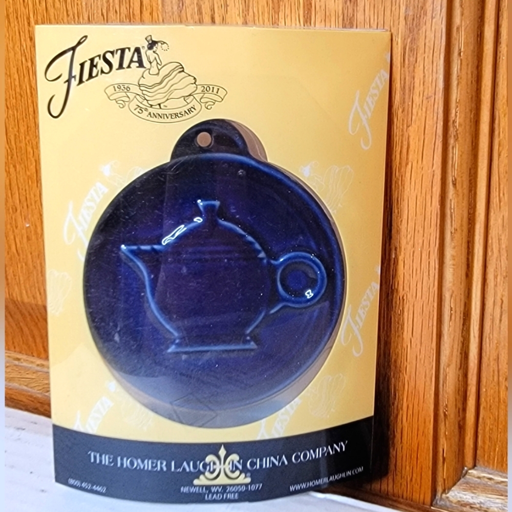 NIB HLCCA Exclusive Fiesta Cobalt Teapot Ornament